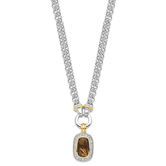 Sterling Silver Flash Gold-plated CZ Necklace