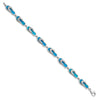 Sterling Silver Rhodium-plated 7in Created Blue Opal Inlay Sandal Bracelet