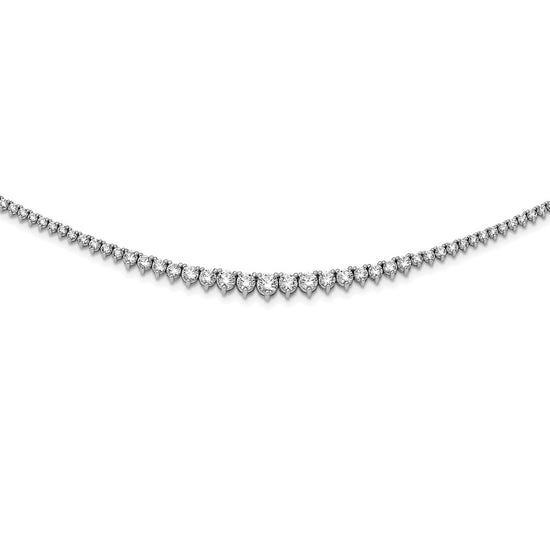 Sterling Shimmer Sterling Silver Rhodium-plated 17 inch 180 Stone Graduated CZ Necklace