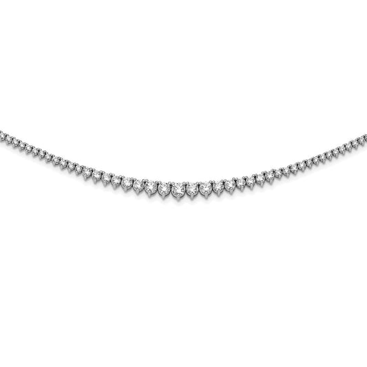 Sterling Shimmer Sterling Silver Rhodium-plated 17 inch 180 Stone Graduated CZ Necklace