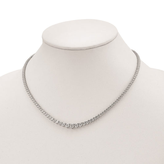 Sterling Shimmer Sterling Silver Rhodium-plated 17 inch 157 Stone Graduated CZ Necklace