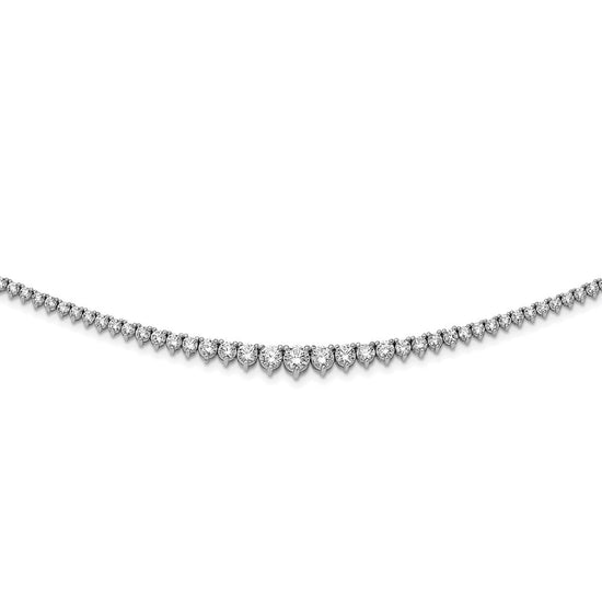 Sterling Shimmer Sterling Silver Rhodium-plated 17 inch 157 Stone Graduated CZ Necklace