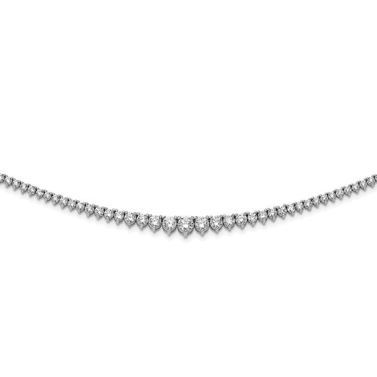 Sterling Shimmer Sterling Silver Rhodium-plated 17 inch 157 Stone Graduated CZ Necklace