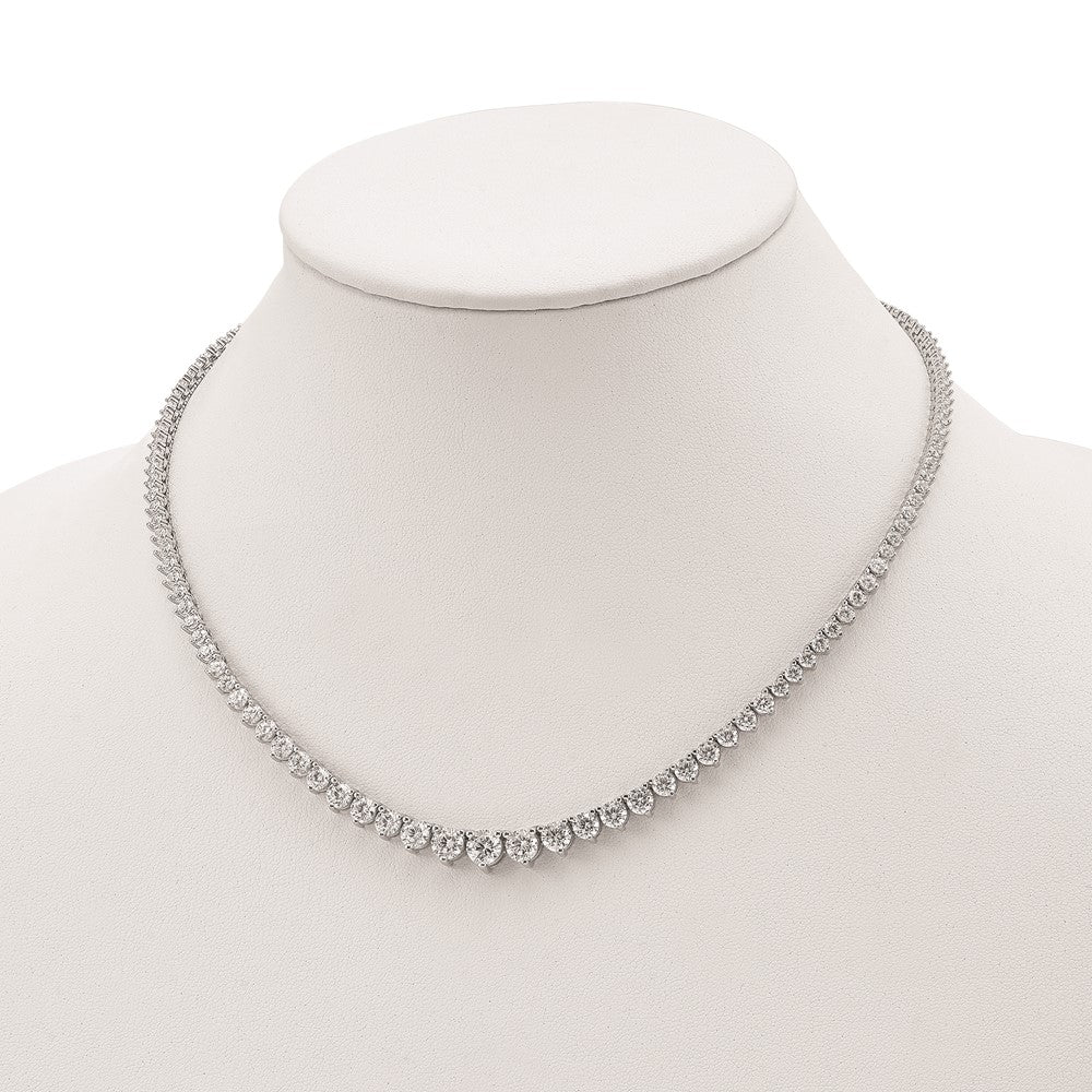 Sterling Shimmer Sterling Silver Rhodium-plated 17 inch 132 Stone Graduated CZ Necklace