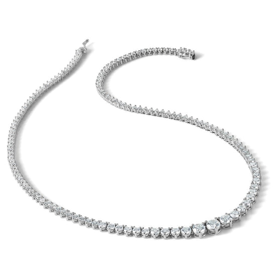 Sterling Shimmer Sterling Silver Rhodium-plated 17 inch 132 Stone Graduated CZ Necklace