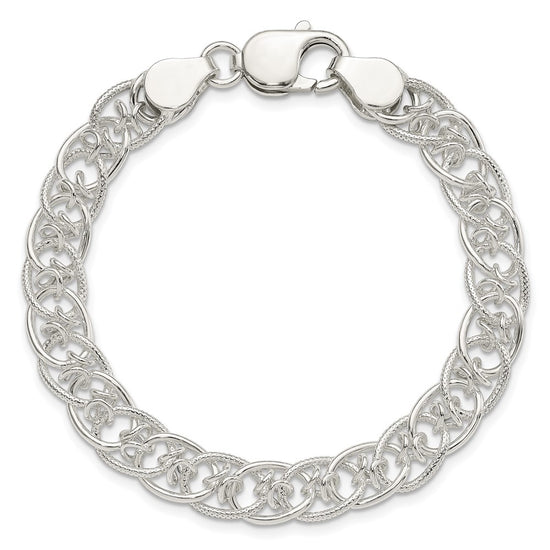 Sterling Silver Polished and Textured Fancy Bracelet