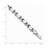 Sterling Silver Rhodium Polished and Brushed X's and Hearts Bracelet