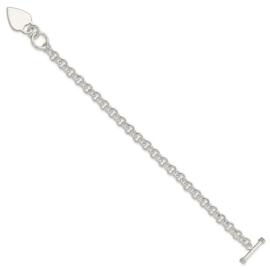 Sterling Silver Polished Heart Bracelet