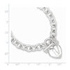 Sterling Silver Polished Heart and Key Bracelet