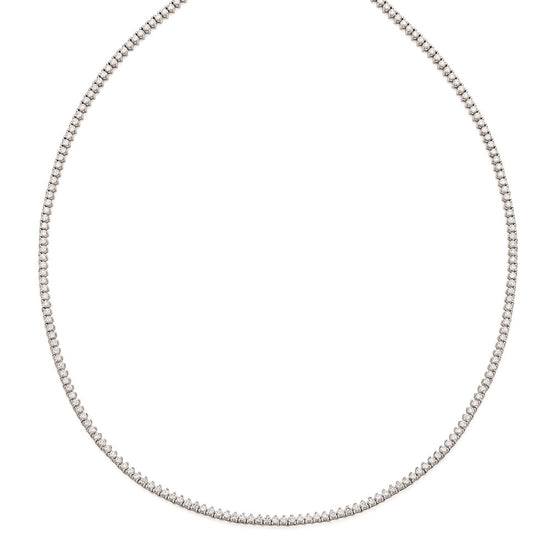 Sterling Shimmer Sterling Silver Rhodium-plated 24 inch 218 Stone CZ Riviera Necklace