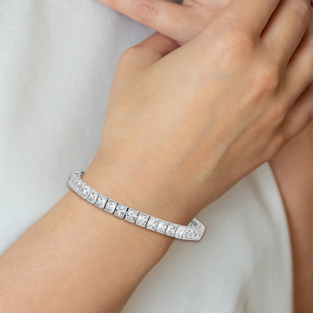 Sterling Silver Rhodium-Plated CZ Tennis Bracelet