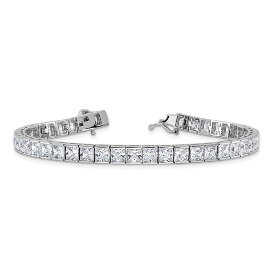 Sterling Shimmer Sterling Silver Rhodium-plated 7 inch 40 Stone CZ Bracelet