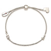 Sterling Silver Antiqued Reflections Crystal Love Heart Adjust Bracelet