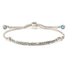 Sterling Silver Antiqued Blue Crystal Round Bezel Adjustable Bracelet