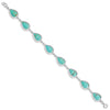 Sterling Silver Rhodium-plated Teardrop Synthetic Turquoise Bracelet