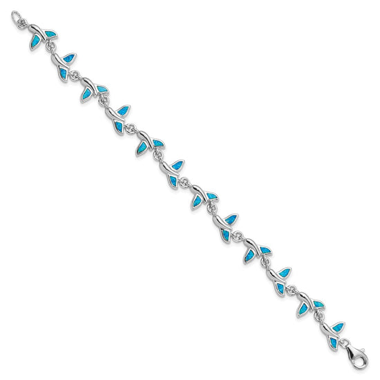 Sterling Silver Rhodium-Plated Whale Tail 7.75 inch Bracelet