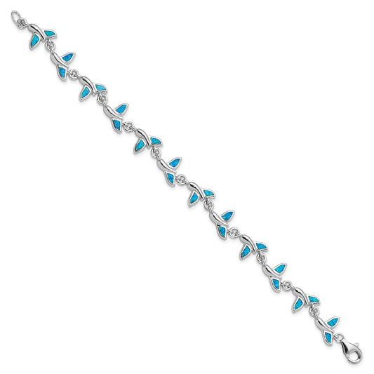Sterling Silver Rhodium-Plated Whale Tail 7.75 inch Bracelet