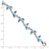 Sterling Silver Rhodium-Plated Whale Tail 7.75 inch Bracelet