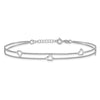 Sterling Silver Rhodium-plated Heart 2-Strand 9 inch Plus 1 inch Extender Total 10 inch Anklet