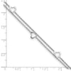 Sterling Silver Rhodium-plated Heart 2-Strand 9 inch Plus 1 inch Extender Total 10 inch Anklet