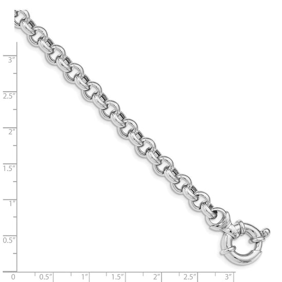 Sterling Silver Rhodium Plated Polished Rolo Link Bracelet