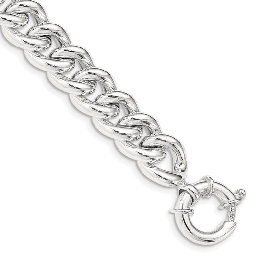 Sterling Silver Polished 10.7mm Curb Link 7.75 inch Bracelet