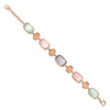 Sterling Silver Rose-tone and Created Cats Eye w/ 1in ext. Bracelet