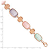 Sterling Silver Rose-tone and Created Cats Eye w/ 1in ext. Bracelet