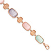 Sterling Silver Rose-tone and Created Cats Eye w/ 1in ext. Bracelet