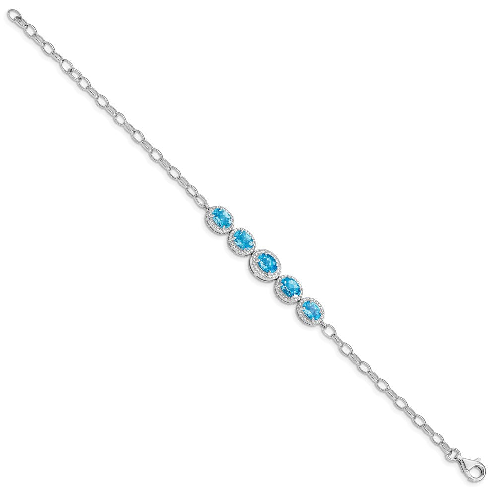 Sterling Silver Rhodium-plated Blue Topaz Bracelet