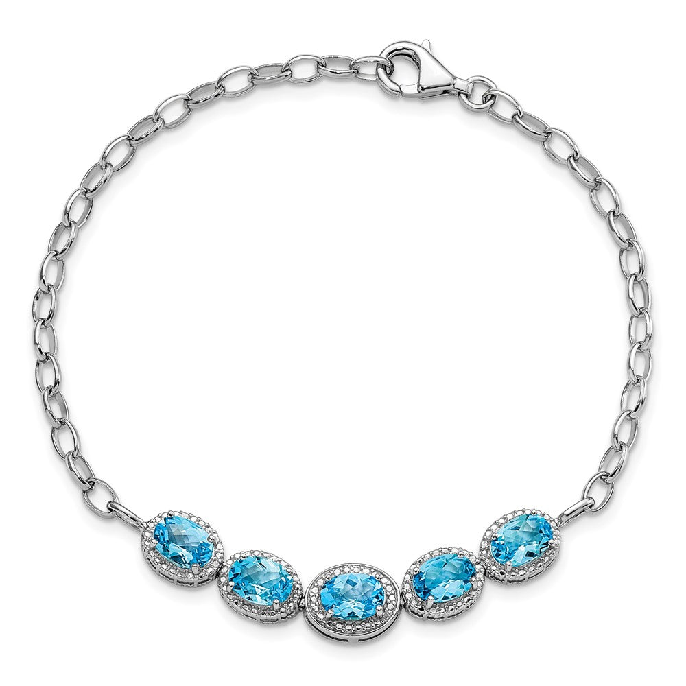 Sterling Silver Rhodium-plated Blue Topaz Bracelet