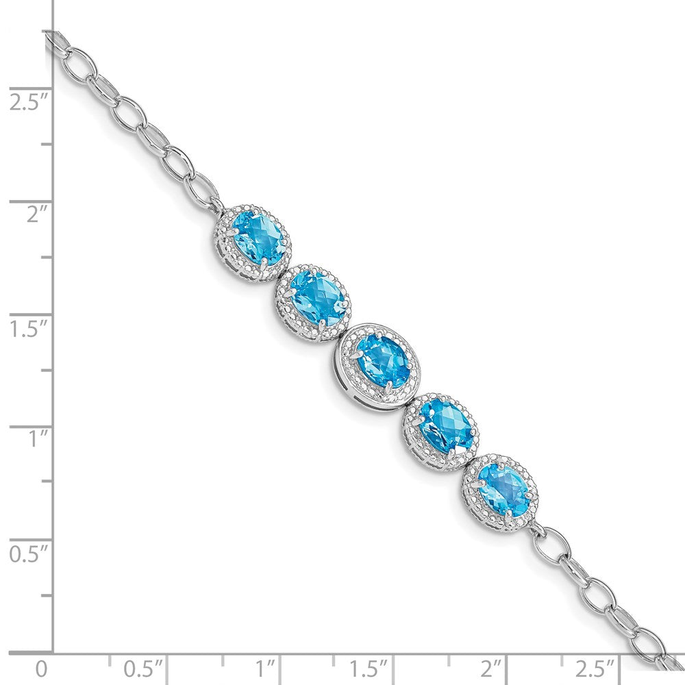 Sterling Silver Rhodium-plated Blue Topaz Bracelet