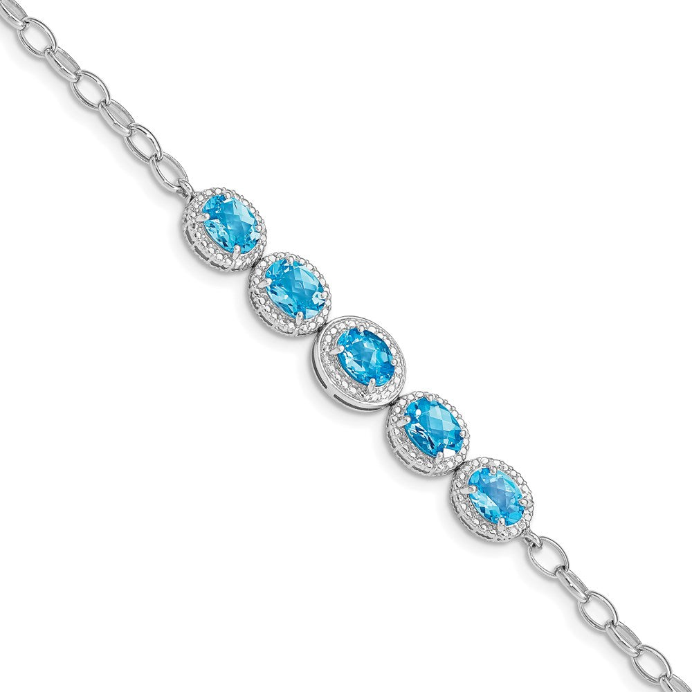 Sterling Silver Rhodium-plated Blue Topaz Bracelet