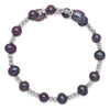Sterling Silver Rhodium-plated 6-7mm and 8mm Black Teardrop and Near-Round Freshwater Cultured Pearl Wrap Flexible Bangle