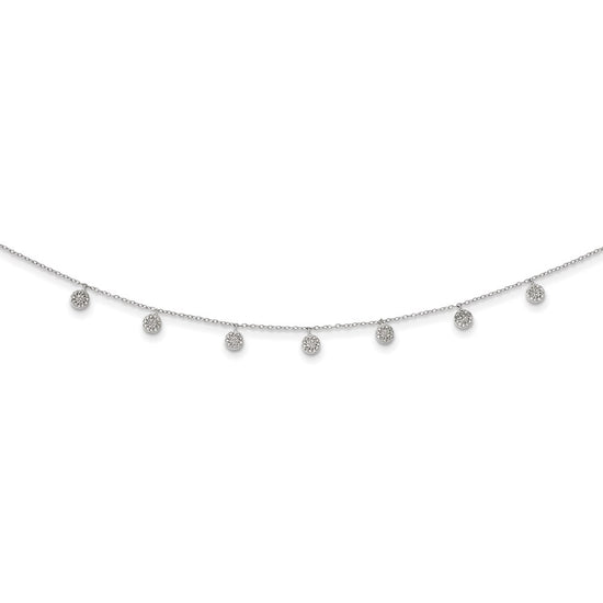 Sterling Silver Rhodium-plated CZ w/ 4in ext. Choker