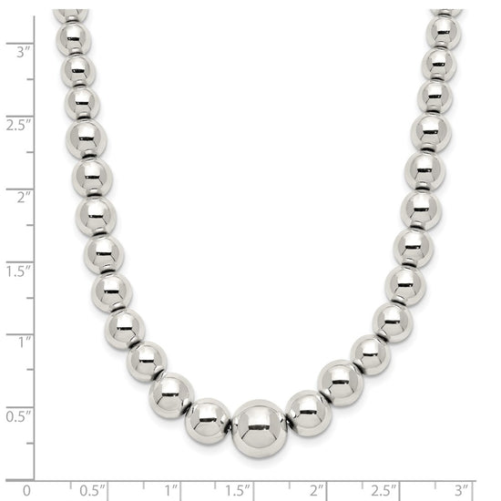 Sterling Silver Polished Beaded Necklace