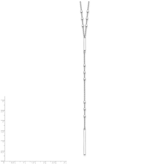 Sterling Silver Rhod-plated Beads/Vertical Bar w/ 1in ext. Y-Necklace