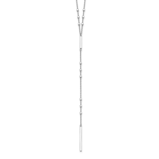 Sterling Silver Rhod-plated Beads/Vertical Bar w/ 1in ext. Y-Necklace