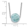 Sterling Silver Rhodium-plated Larimar Bead w/ 2in ext. Necklace