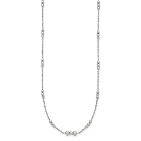Sterling Silver Polished Beaded Necklace