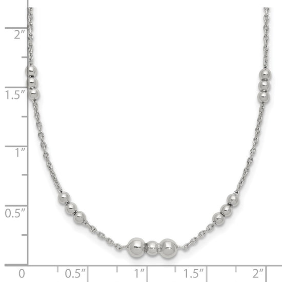 Sterling Silver Polished Beaded Necklace