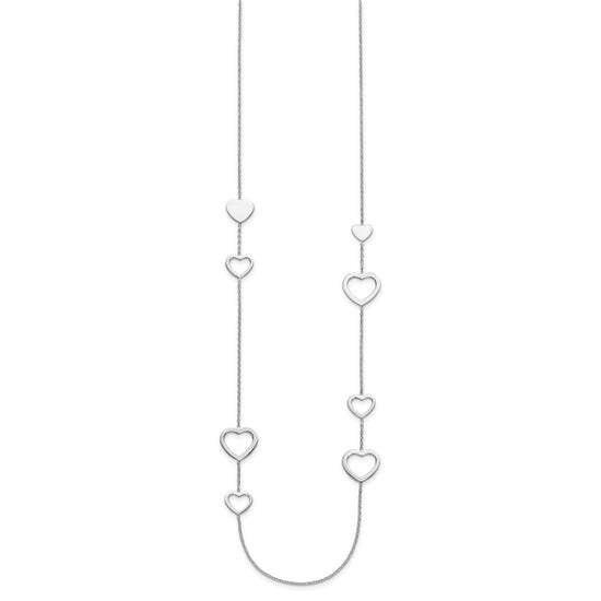 Sterling Silver Polished Open Hearts 24 inch Necklace