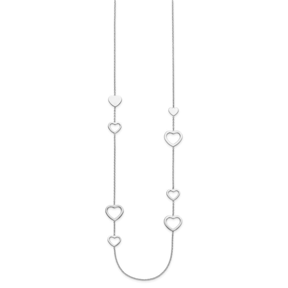 Sterling Silver Polished Open Hearts 24 inch Necklace
