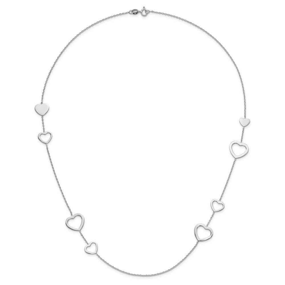Sterling Silver Polished Open Hearts 24 inch Necklace