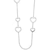 Sterling Silver Polished Hearts Necklace