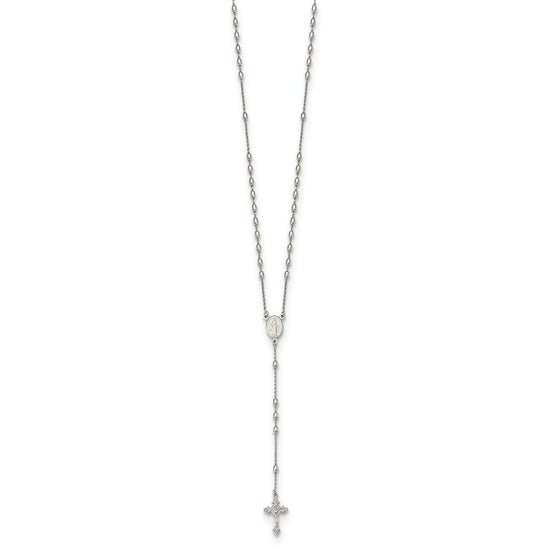 Sterling Silver Beaded Rosary18 inch Necklace with1.25 inch extension