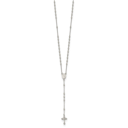 Sterling Silver Beaded Rosary18 inch Necklace with1.25 inch extension