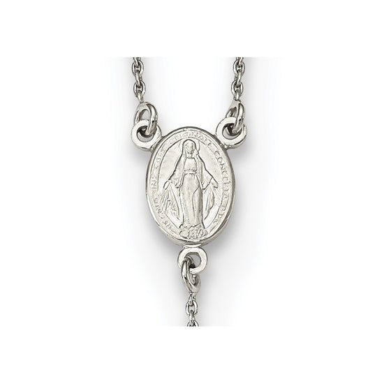 Sterling Silver Beaded Rosary18 inch Necklace with1.25 inch extension