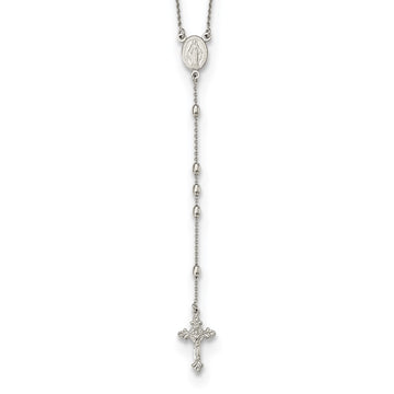 Sterling Silver Beaded Rosary18 inch Necklace with1.25 inch extension
