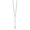 Sterling Silver Rhodium-plated Beaded Rosary Necklace